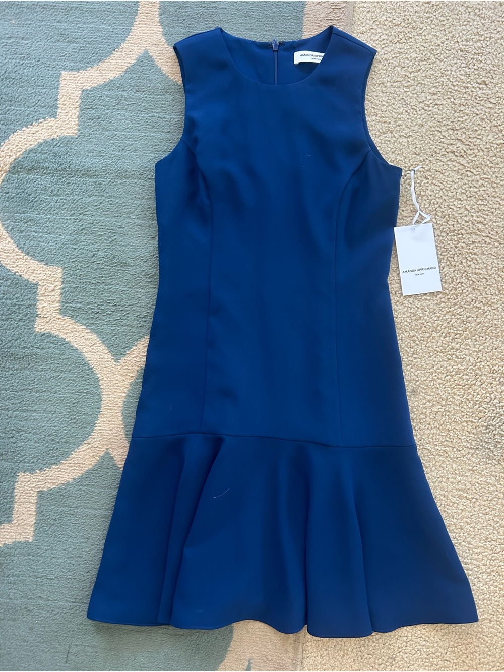 Amanda Uprichard   Drop Waist Flounce Dress in Navy Blue